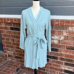 Socialite Blue Waffle Knit Spa Robe Medium Cozy Lightweight Loungewear